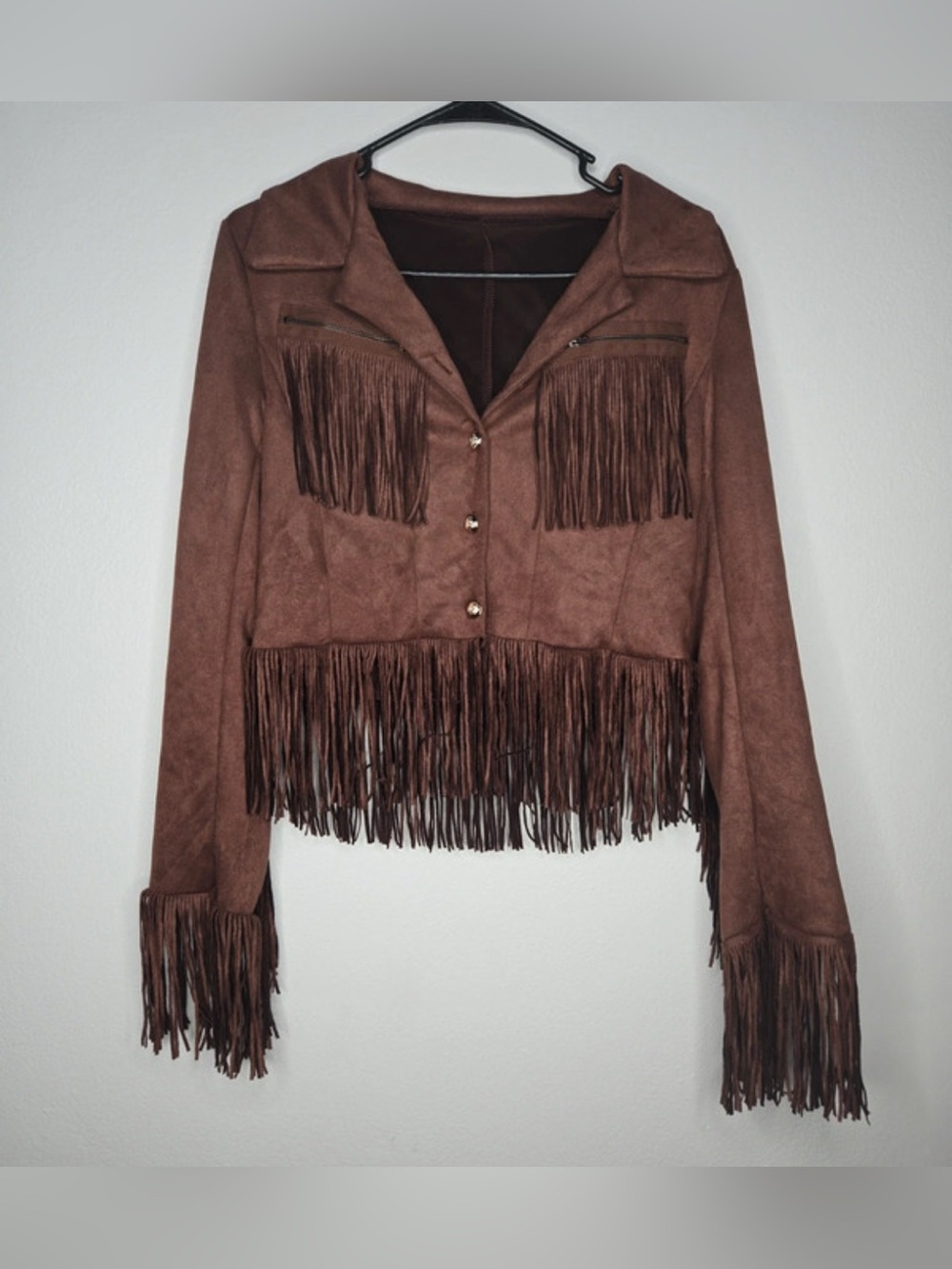 Vintage Small Brown fringe, bohemian faux lightweight suede, whimsical, unique